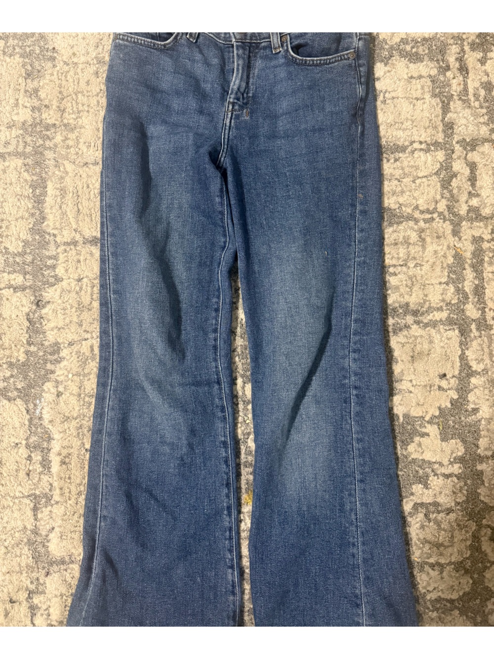 7 For All Mankind Denim Flare Jeans in Medium Blue - Picture 3 of 4